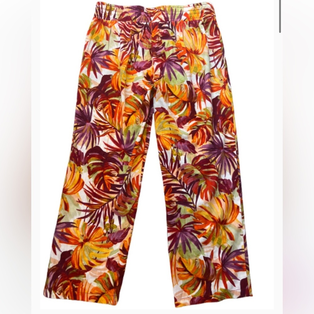 Soho Bohemian Apparel Multicolor Cream and Red  Leaf Print‎ Pants